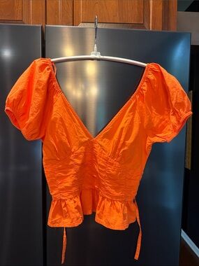 Sim & Sam Coral Orange Top With Tie Back